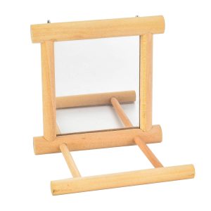 Bird Cage Mirror with Perch for Budgies & Small Parrots