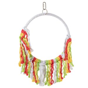 Christmas Rainbow Cotton Preening Parrot Toy Swing