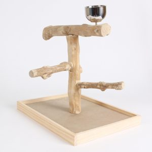 Coffee Wood Table Top Parrot Stand Medium
