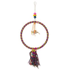 Colourful Cotton Ring Parrot Toy & Swing