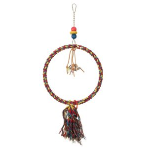 Colourful Cotton Ring Parrot Toy & Swing - Small