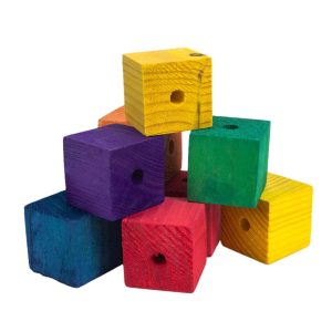 Colourful Wooden Cubes Parrot Toy Parts - Large - Pack of 9