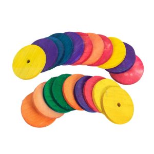 Colourful Wooden Wheels Small - Parrot Toy Parts - 20 Pack