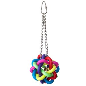 Hanging Rainbow Ball Foraging Parrot Toy with Bell - Large
