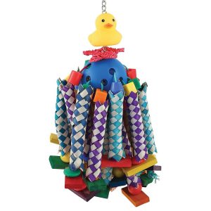 Lucky Ducky Long Legs Chew & Shred Fun Parrot Toy