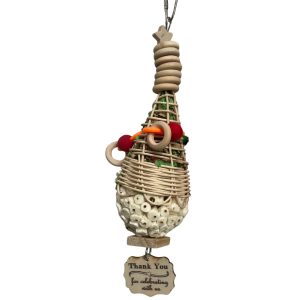 Natural Wicker Basket Foraging Bird Toy for Seeds & Treats