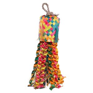 Palm Leaf Octopus Pinata - Preening Natural Parrot Toy - Medium