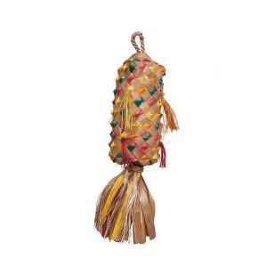 Palm Leaf Coloured Spiked Pinata Natural Parrot Toy - Medium