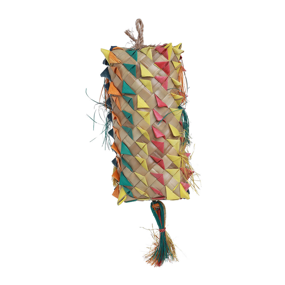 Palm Leaf Squared Spiked Pinata Natural Parrot Toy - XLarge