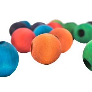 Parrot Toy Making Parts Colourful Wood Beads - Pack of 24