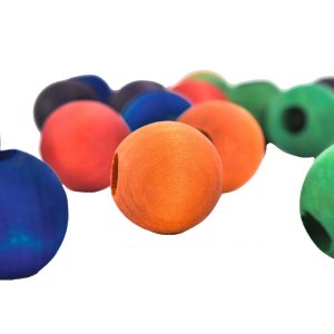 Parrot Toy Making Parts Colourful Wooden Beads 2.4cm - Pack of 24