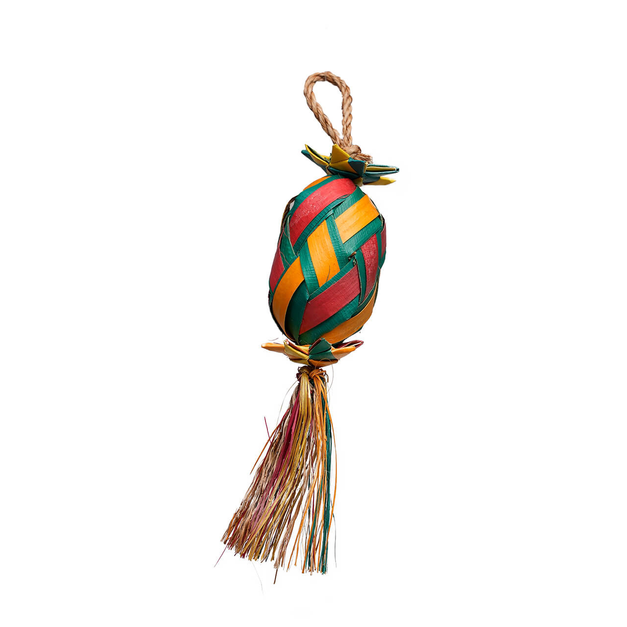 Parrot Essentials Palm Leaf Rainbow Melon Pinata Parrot Toy - Small