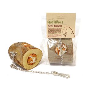 Wood Roll Hanging Foraging Parrot Toy Filled with Treats