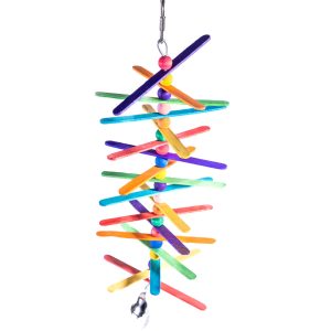 Popsicle Sticks Budgie, Parakeet & Parrot Toy with Bell