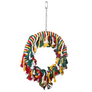 Rainbow Bell Ringing Swing -  Perch & Preen Parrot Toy