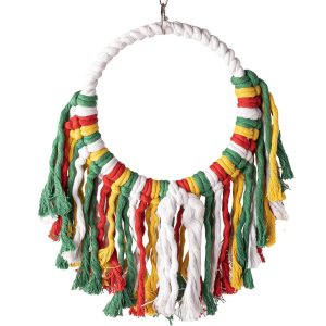 Rainbow Cotton Preening Swinging Parrot Toy