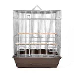 Rialto Small Bird Cage for Small Parrots & Parakeets - White & Brown