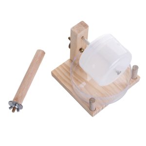 Rolling Buffet Wheel Parrot Foraging Toy with Perch