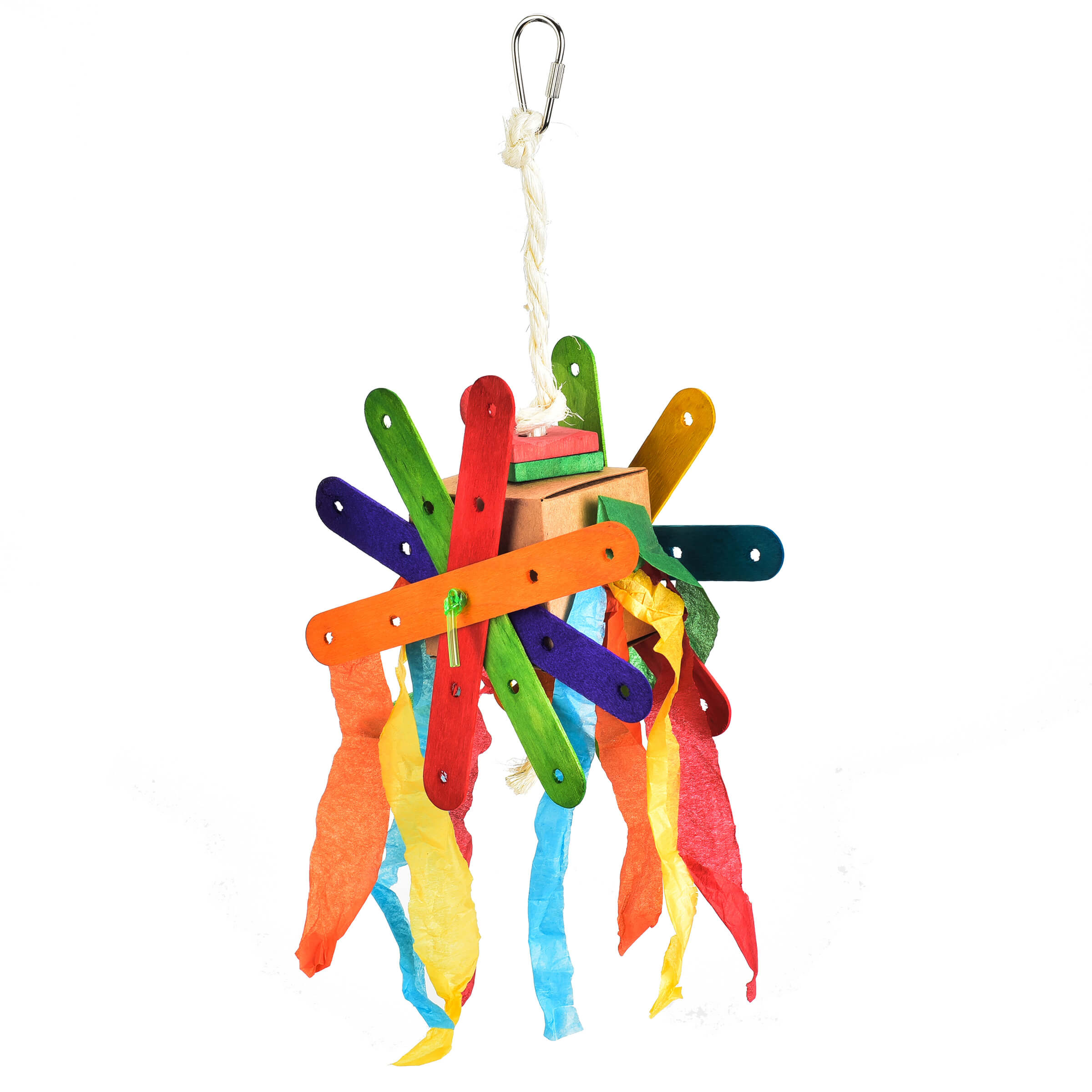 Foraging Parrot Toy Shred & Spin Fun Box for Birds
