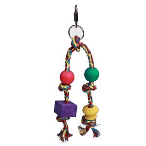 Twin Hanger Natural Wood and Rope Parrot Toy